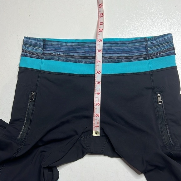 Lululemon Inspire Tight II in Black/Space Dye Twist Naval Blue Peacock Blue Sz 8 - Picture 10 of 15